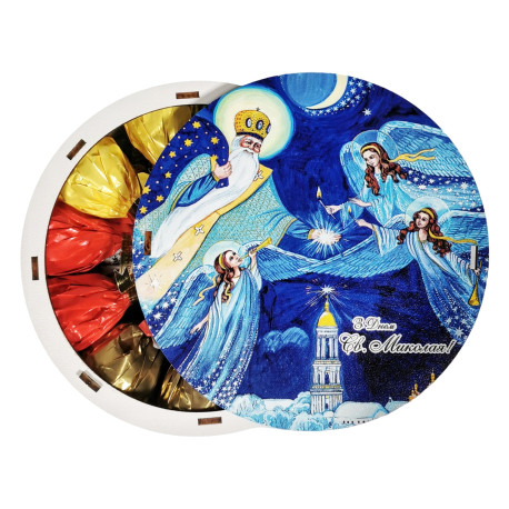 Подарунок №32/7 “Нічні чудеса” 515г (15х15х7 см, у дерев'яній коробці), Унікальна цукерка